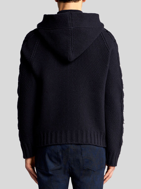 Shop Etro Zipped Hoodie In Navy Blue