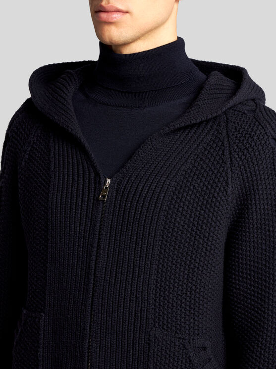 Shop Etro Zipped Hoodie In Navy Blue