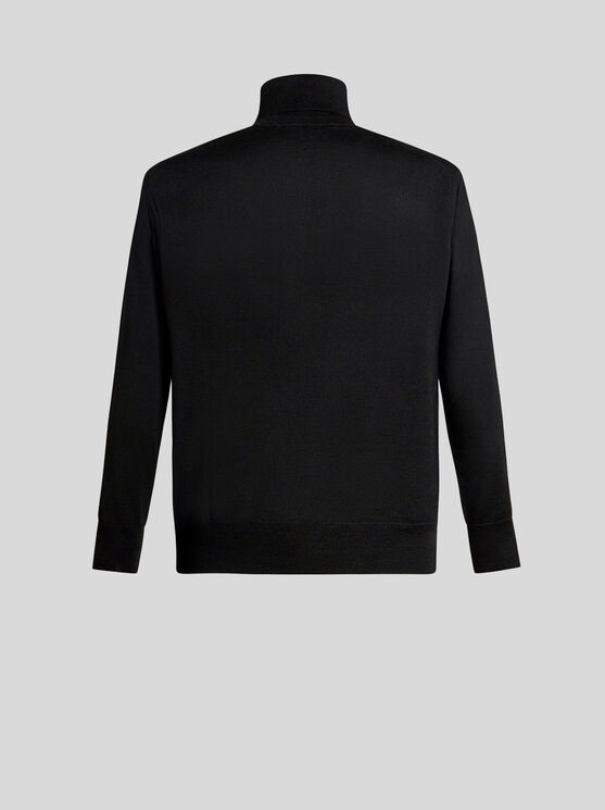 Shop Etro Wool Turtleneck With Embroidery In Black