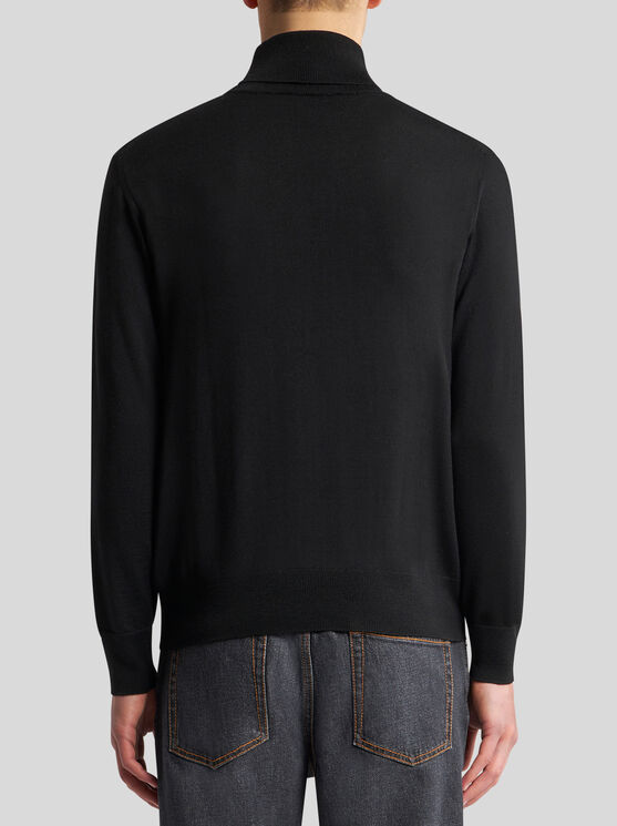 Shop Etro Wool Turtleneck With Embroidery In Black