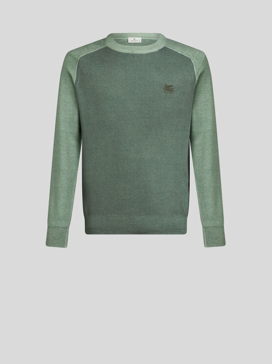 Shop Etro Wool Sweater With Embroidery In Green