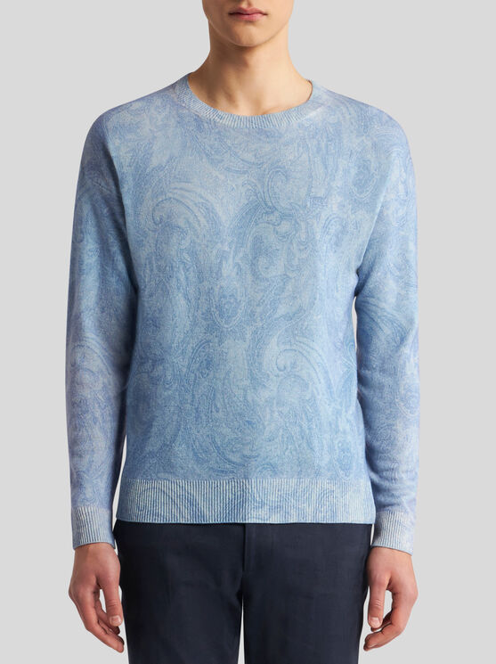 Shop Etro Paisley Wool Sweater In Light Blue