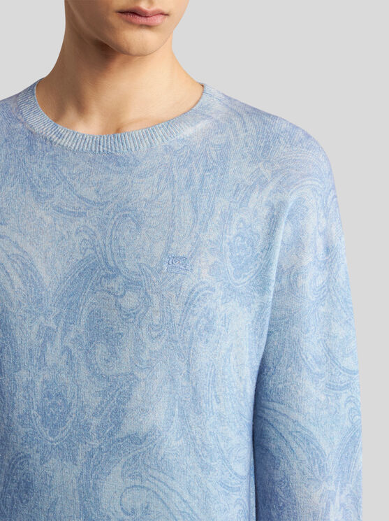 Shop Etro Paisley Wool Sweater In Light Blue