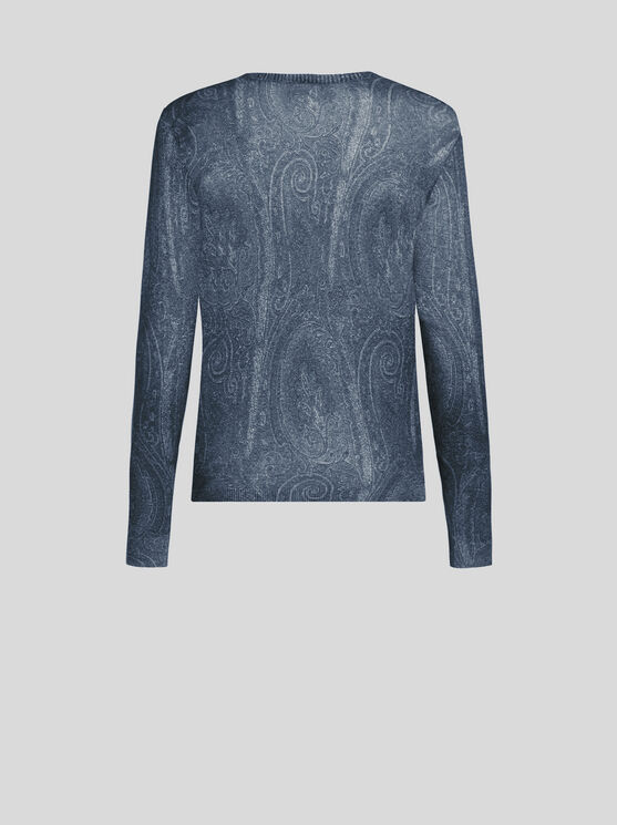 Shop Etro Paisley Sweater In Navy Blue