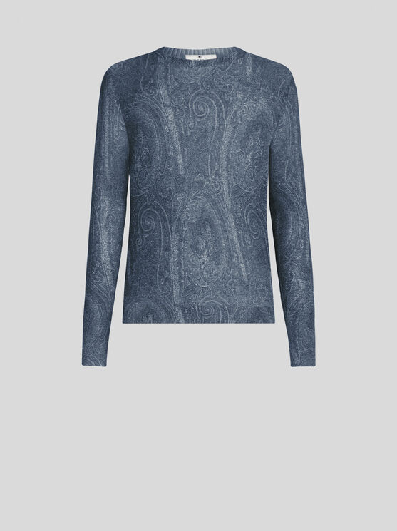 Shop Etro Paisley Sweater In Navy Blue