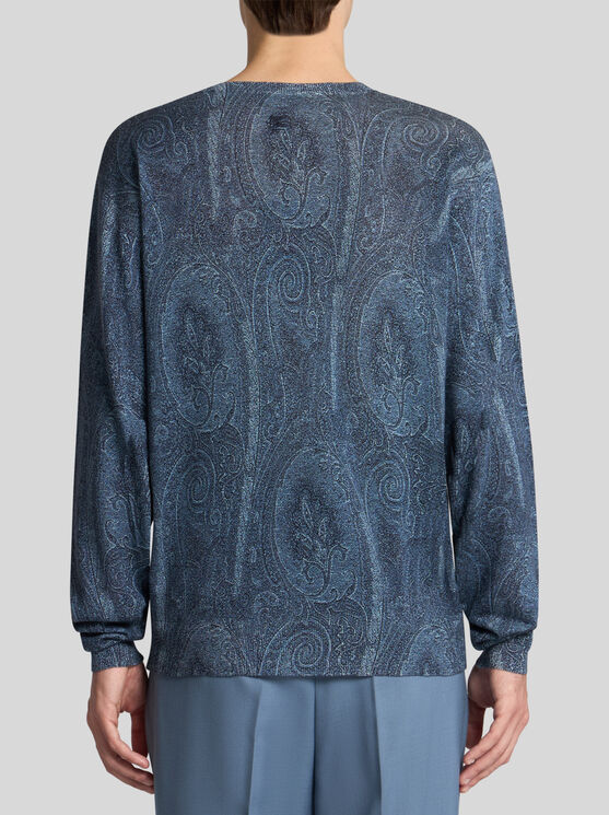 Shop Etro Paisley Sweater In Navy Blue