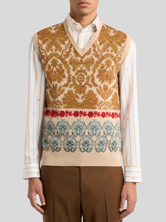 Etro Jacquard-pattern V-neck Waistcoat In Multi
