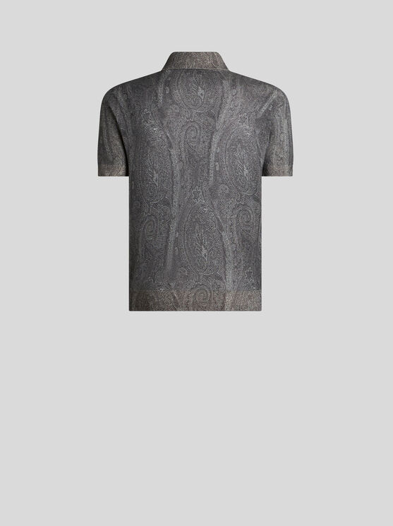 Shop Etro Knit Polo-shirt With Paisley Print In Black