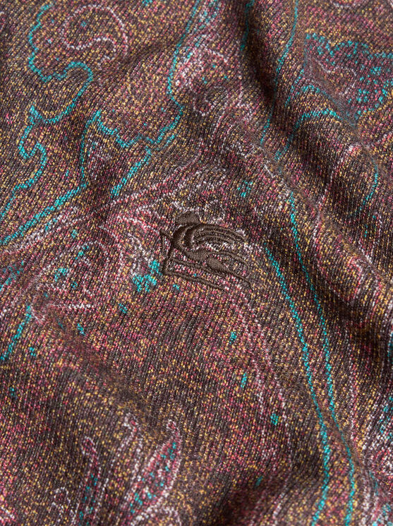 Etro Burgundy Silk And Cashmere Blend Polo Shirt With Paisley Print In Burgundy
