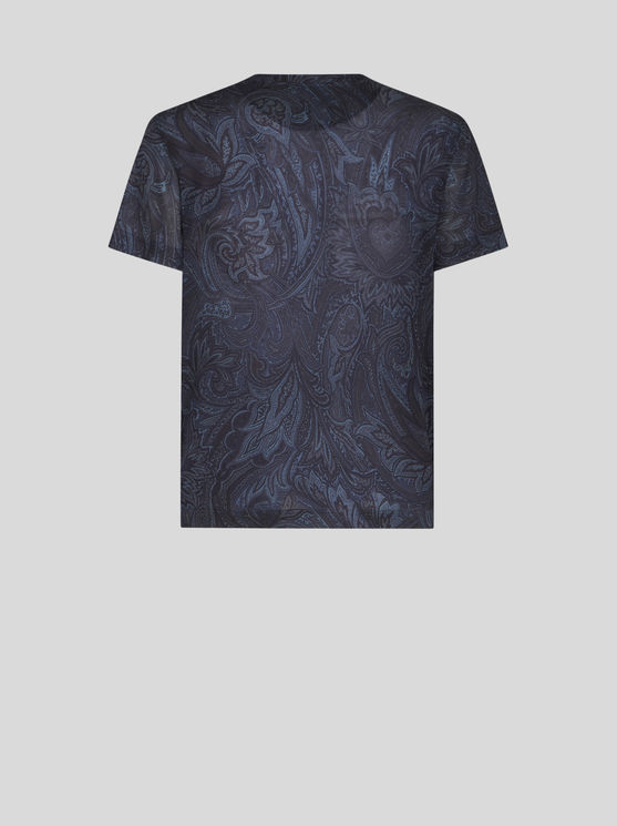 Shop Etro Paisley-print T-shirt In Navy Blue