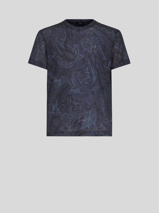 Shop Etro Paisley-print T-shirt In Navy Blue