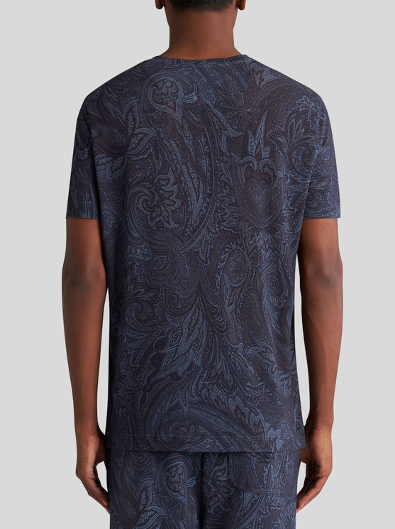 Shop Etro Paisley-print T-shirt In Navy Blue