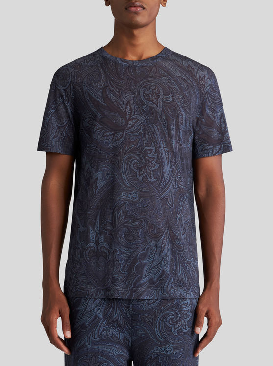 Shop Etro Paisley-print T-shirt In Navy Blue