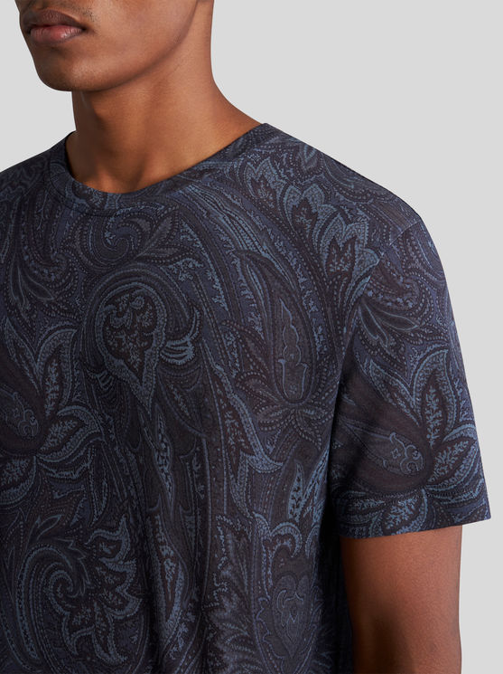 Shop Etro Paisley-print T-shirt In Navy Blue