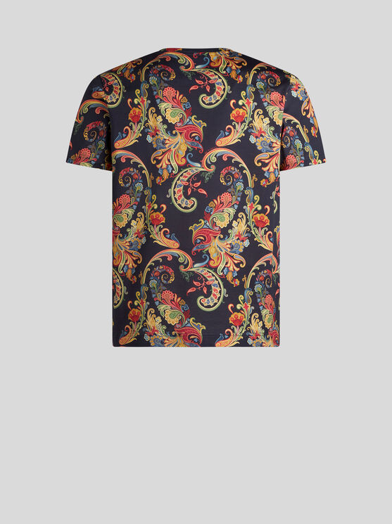 Shop Etro T-shirt With Floral Paisley Print In Black