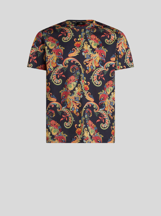 Shop Etro T-shirt With Floral Paisley Print In Black