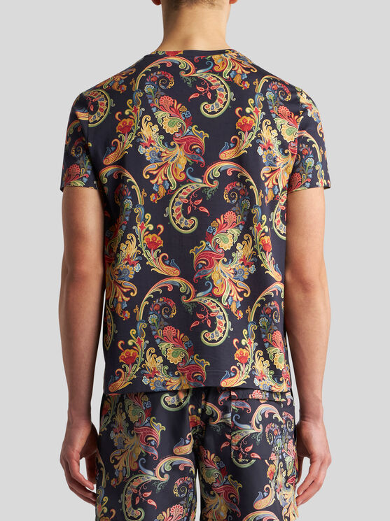 Shop Etro T-shirt With Floral Paisley Print In Black