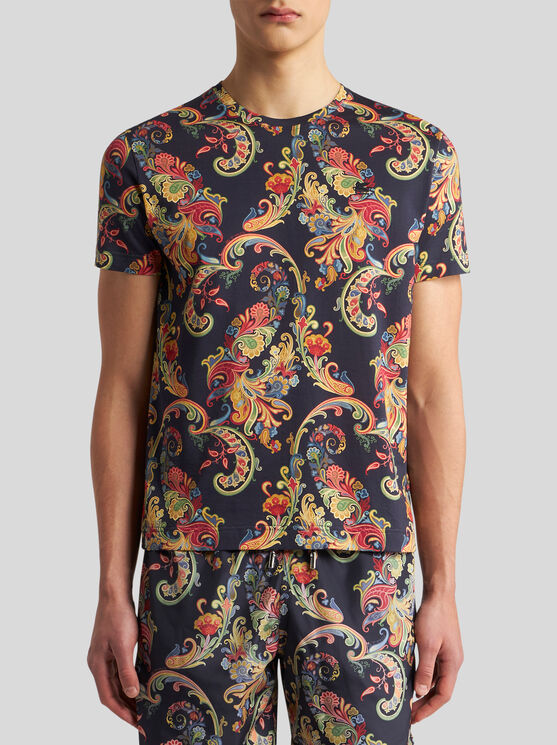 Shop Etro T-shirt With Floral Paisley Print In Black