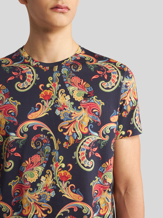 Shop Etro T-shirt With Floral Paisley Print In Black