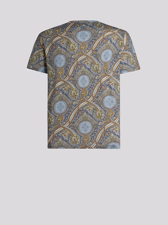 Shop Etro Printed Cotton T-shirt In Green