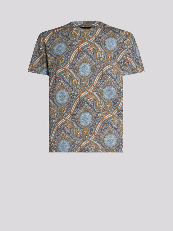 Shop Etro Printed Cotton T-shirt In Green