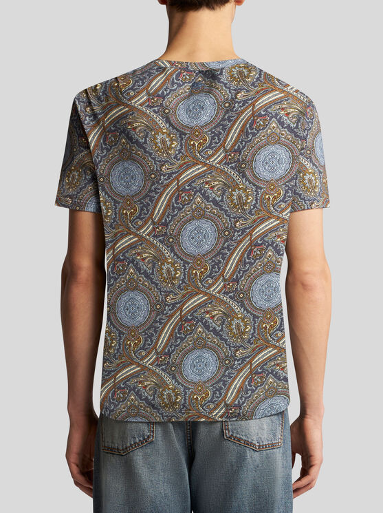 Shop Etro Printed Cotton T-shirt In Green