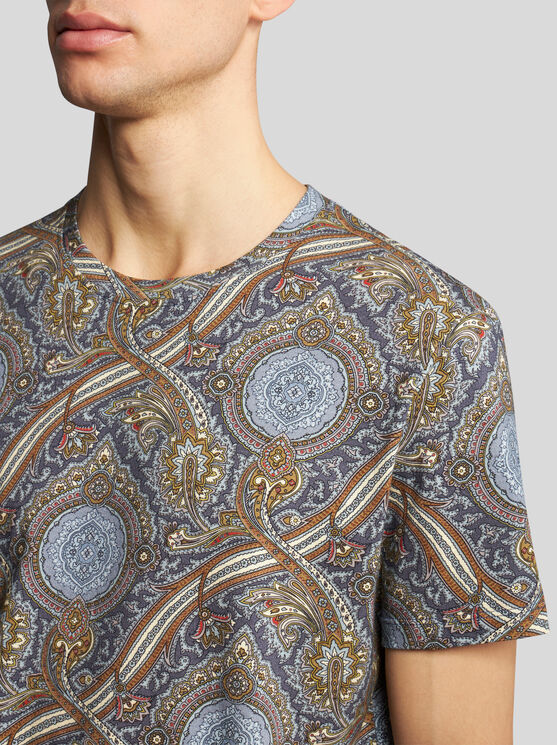 Shop Etro Printed Cotton T-shirt In Green