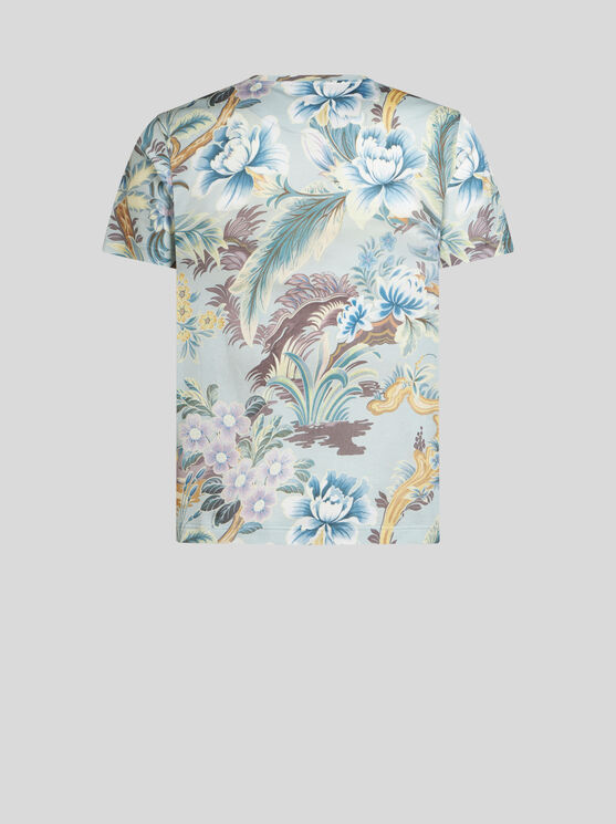 Shop Etro T-shirt With Floral Print In Light Blue