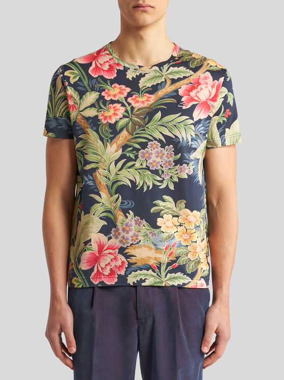 Shop Etro T-shirt With Floral Print In Multicolour