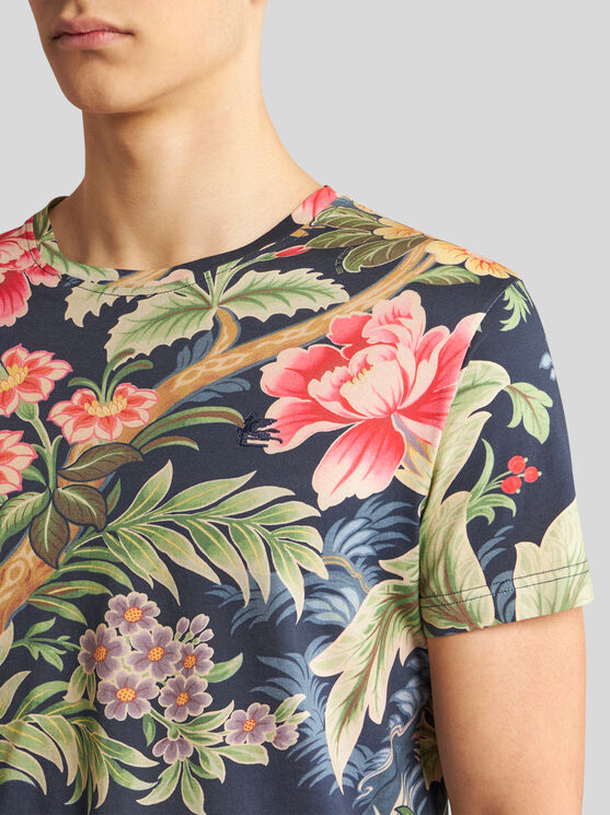 Shop Etro T-shirt With Floral Print In Multicolour