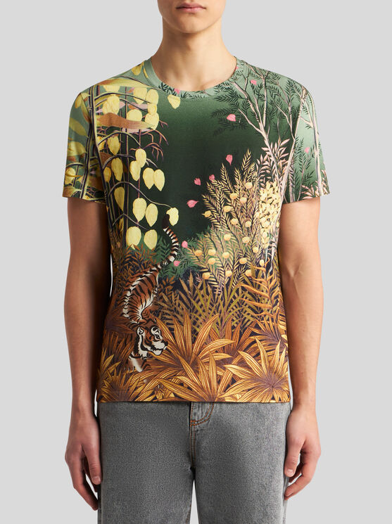 Shop Etro Printed Cotton T-shirt In Multicolour