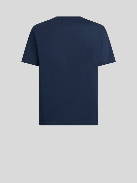 Etro Men T-shirt With Pegasus Embroidery In Navyblau