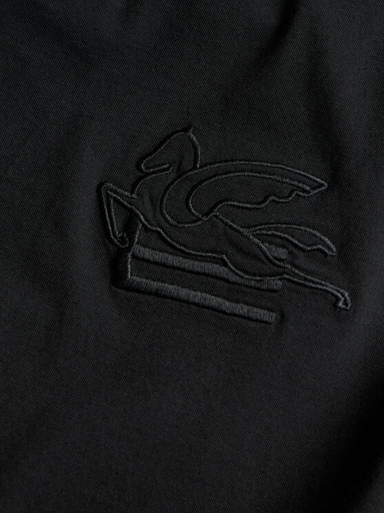 Etro Pegaso Embroidered T-shirt Short Sleeves In Black