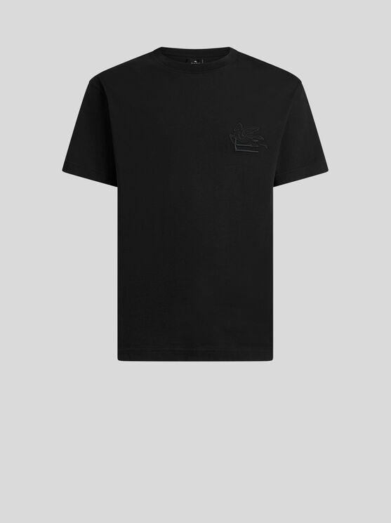 Etro Pegaso Embroidered T-shirt Short Sleeves In Black