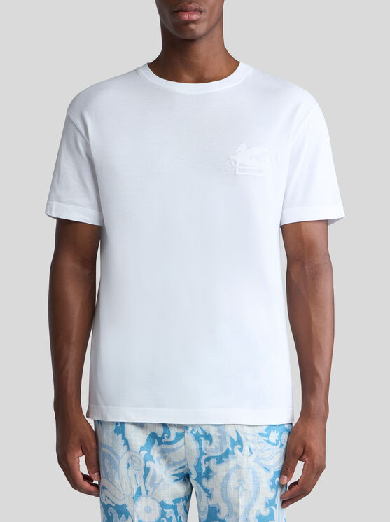 Shop Etro T-shirt With Pegaso In White