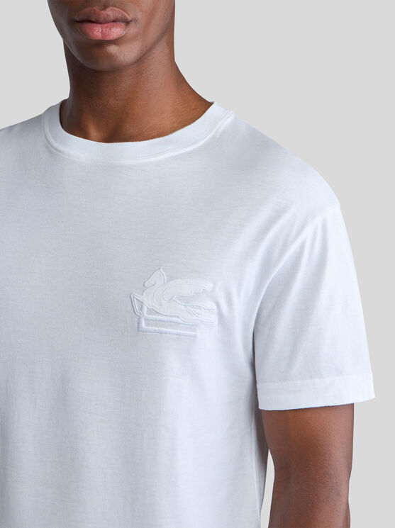 Shop Etro T-shirt With Pegaso In White