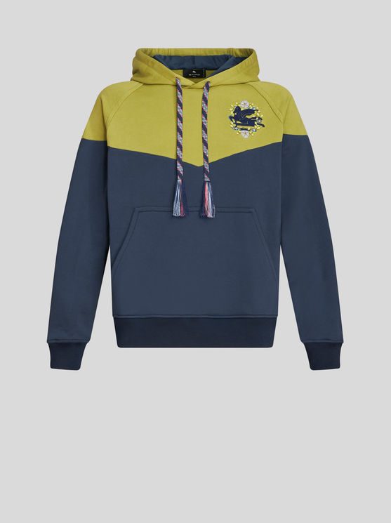 Shop Etro Hooded Sweatshirt With Logo In Navy Blue