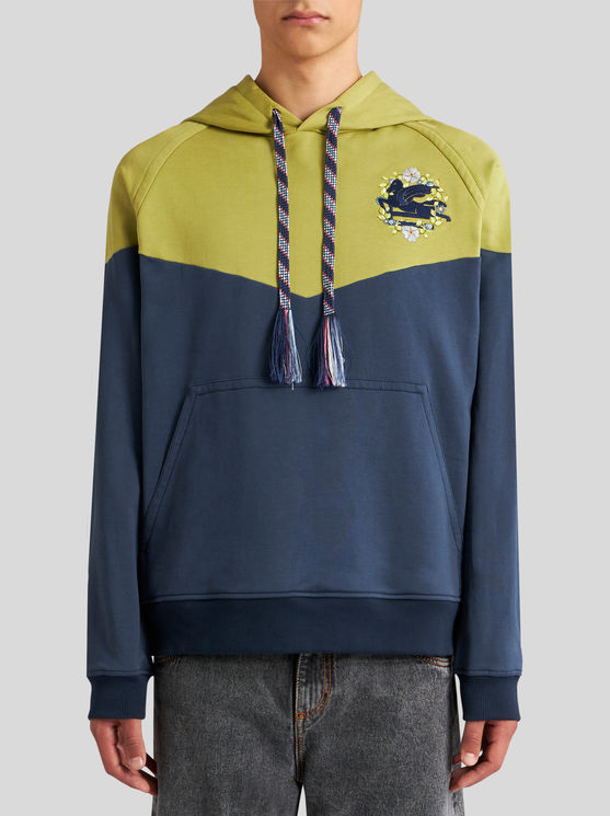 Shop Etro Hooded Sweatshirt With Logo In Navy Blue