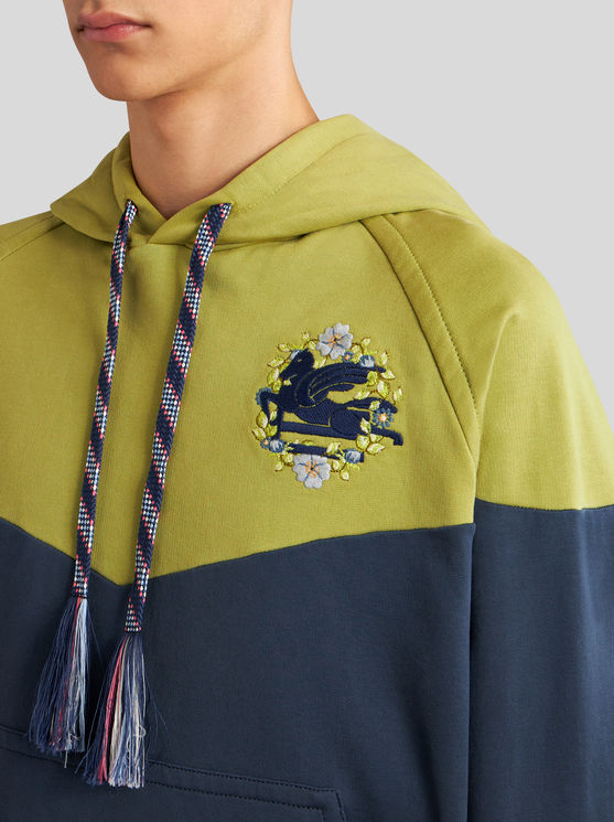 Shop Etro Hooded Sweatshirt With Logo In Navy Blue