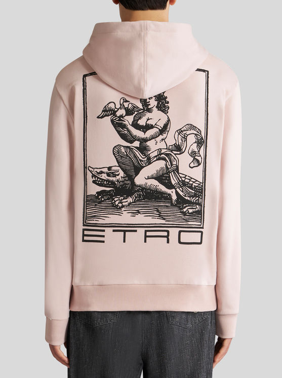 Shop Etro Hooded Sweatshirt With Print In Pink