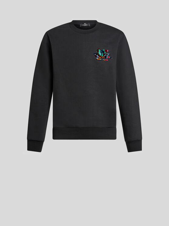 Shop Etro Sweatshirt With Pegaso Detail In Navy Blue