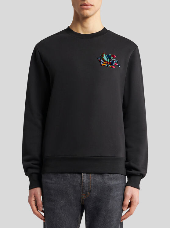 Shop Etro Sweatshirt With Pegaso Detail In Navy Blue