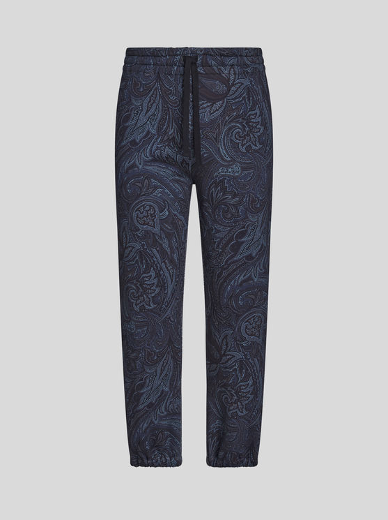 Etro , Paisley Jogging Trousers, Man, Navy Blue, Size Xxl In Navy Blue