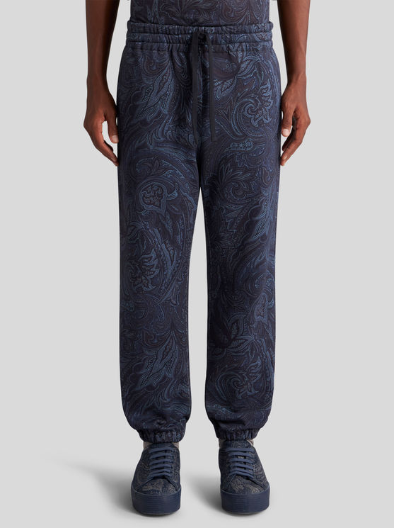 Etro , Paisley Jogging Trousers, Man, Navy Blue, Size Xxl In Navy Blue