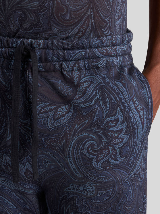 Etro , Paisley Jogging Trousers, Man, Navy Blue, Size Xxl In Navy Blue