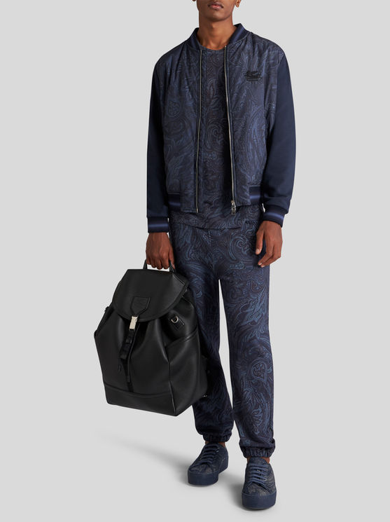 Etro , Paisley Jogging Trousers, Man, Navy Blue, Size Xxl In Navy Blue
