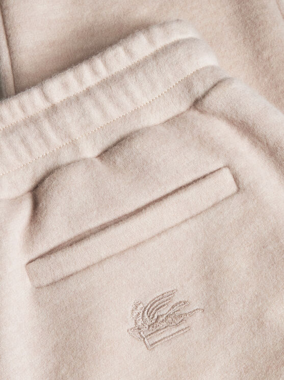 Etro Pegaso-embroidered Wool Jogging Trousers In Beige