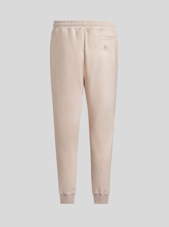 Etro Pegaso-embroidered Wool Jogging Trousers In Beige