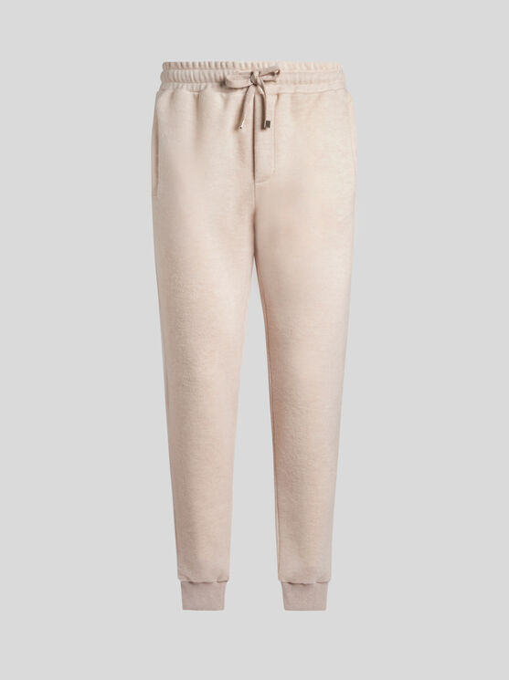 Etro Pegaso-embroidered Wool Jogging Trousers In Beige