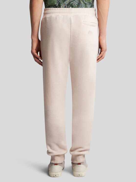 Etro Pegaso-embroidered Wool Jogging Trousers In Beige